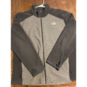 THE NORTH FACE Fleece Mens Jacket Zip Up Black Gray Hiking Fall Size XL Cozy